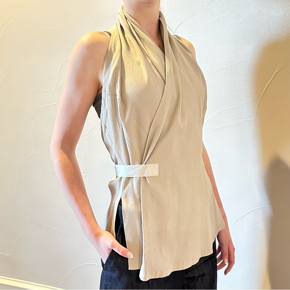 RICK OWENS Beige Halter Wrap Top Size 8 US🌸